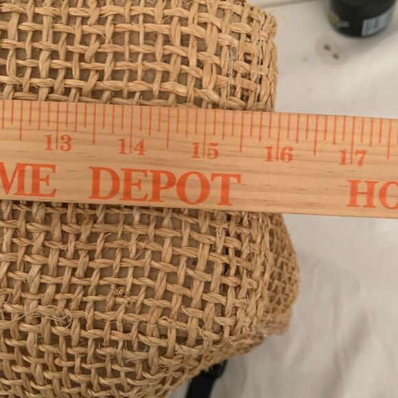 Boho Burlap Bamboo Flowers Large Shopper Tote Handbag Purse Satchel - Picture 7 of 8